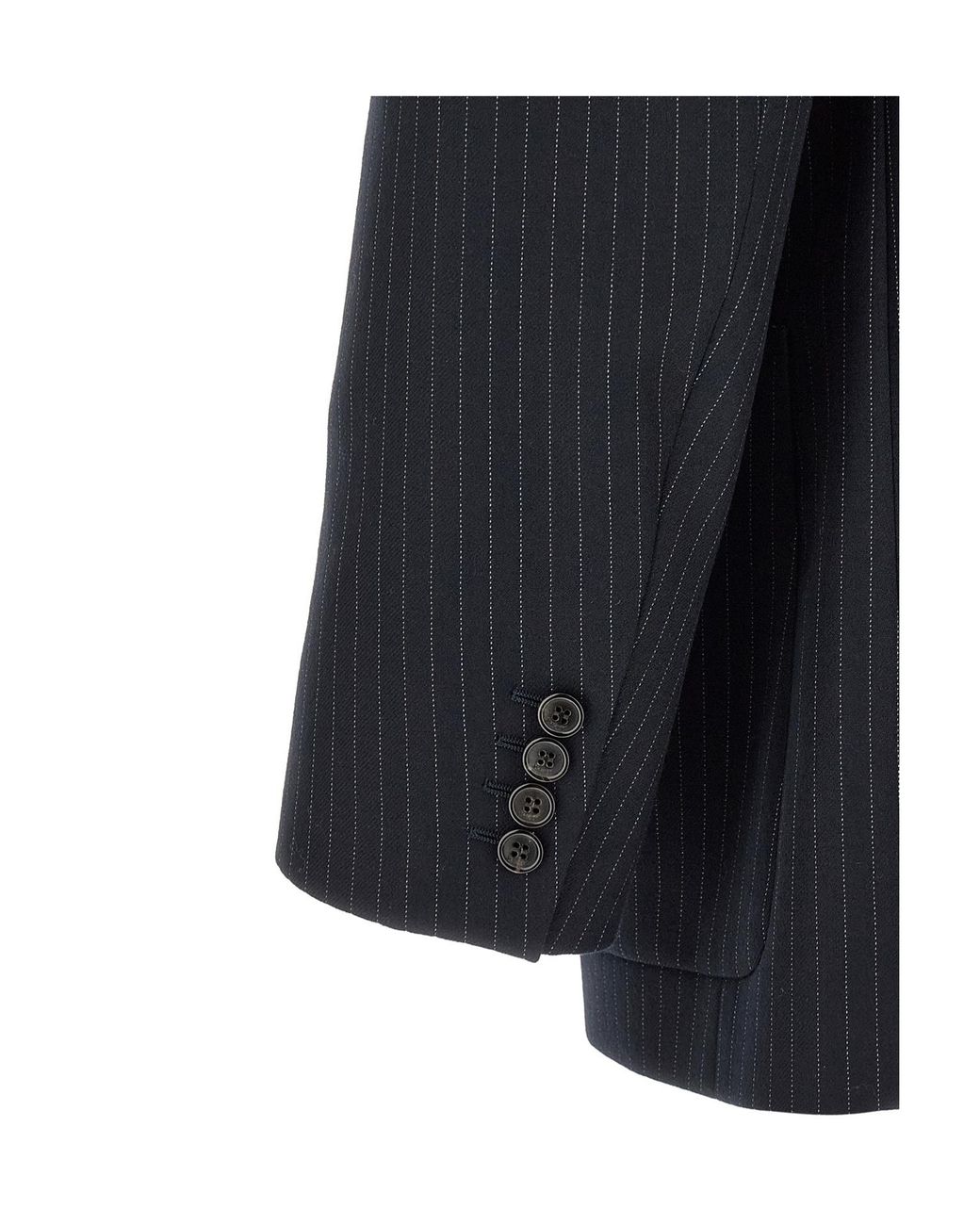 Saint Laurent Blue Pinstriped Double-Breasted Jacket for men