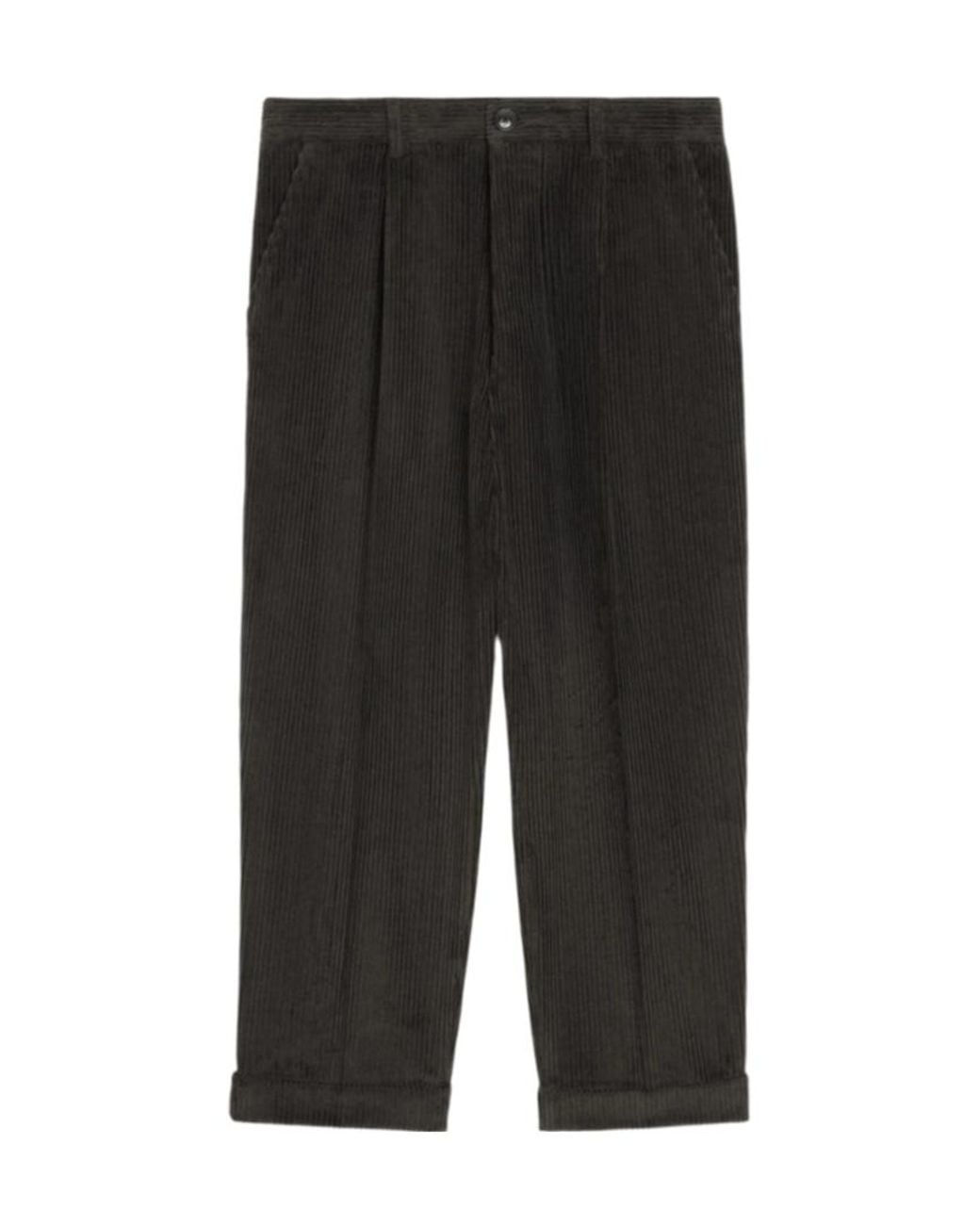 AMI Black Pleated Cuffed Trousers for men