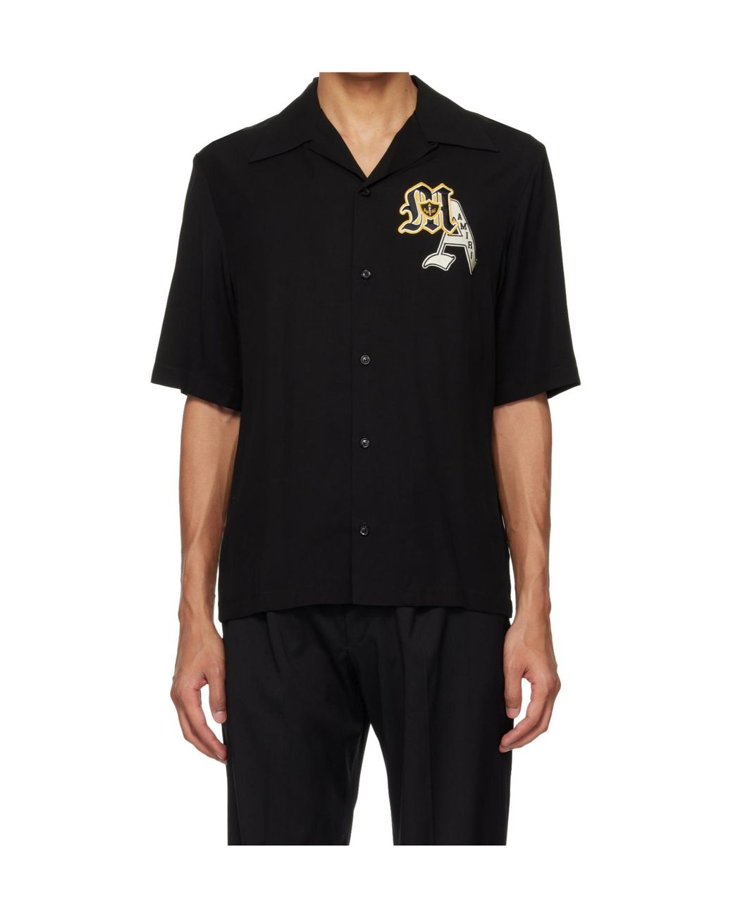 Amiri Black Varsity Patch Camp Logo Shirt for men