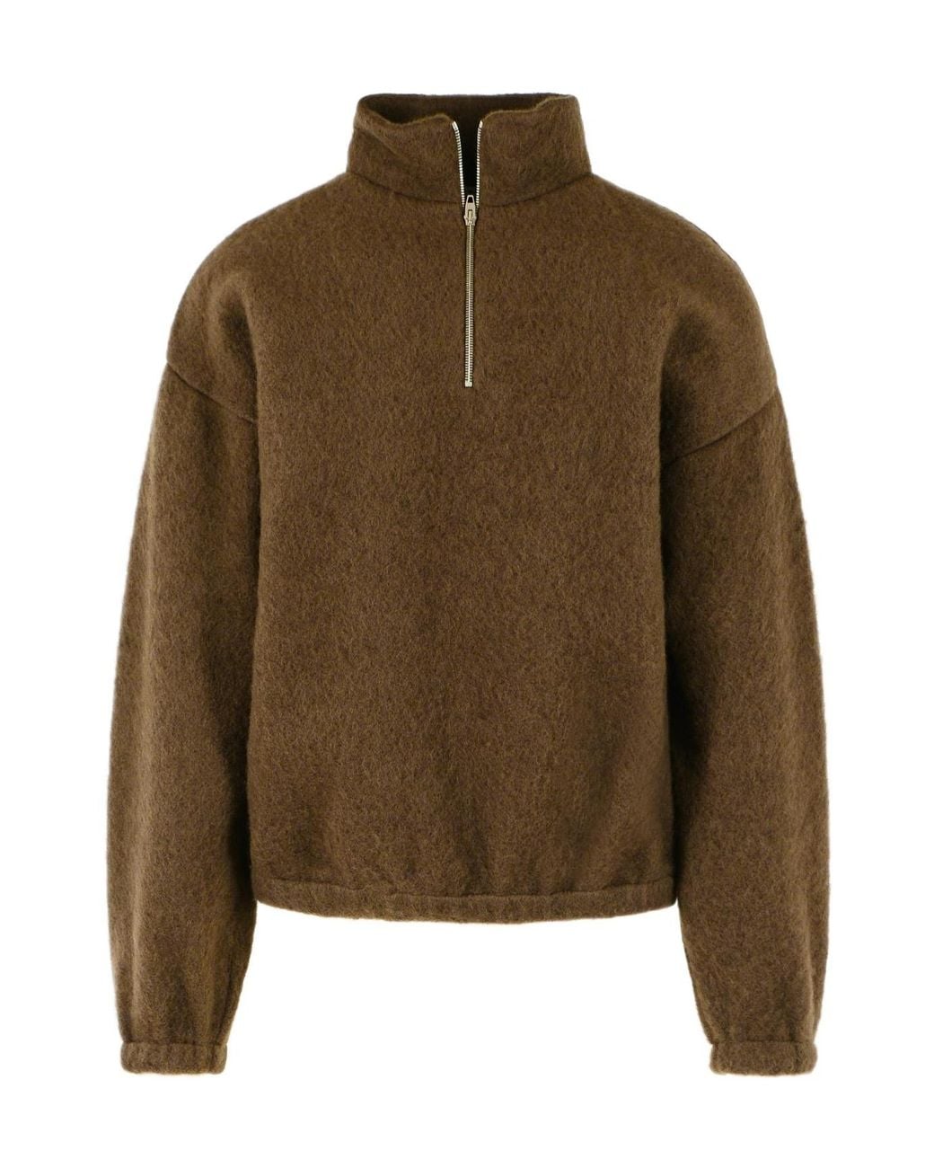 Jil Sander Brown Quarter-Zip Wool-Blend Sweater for men