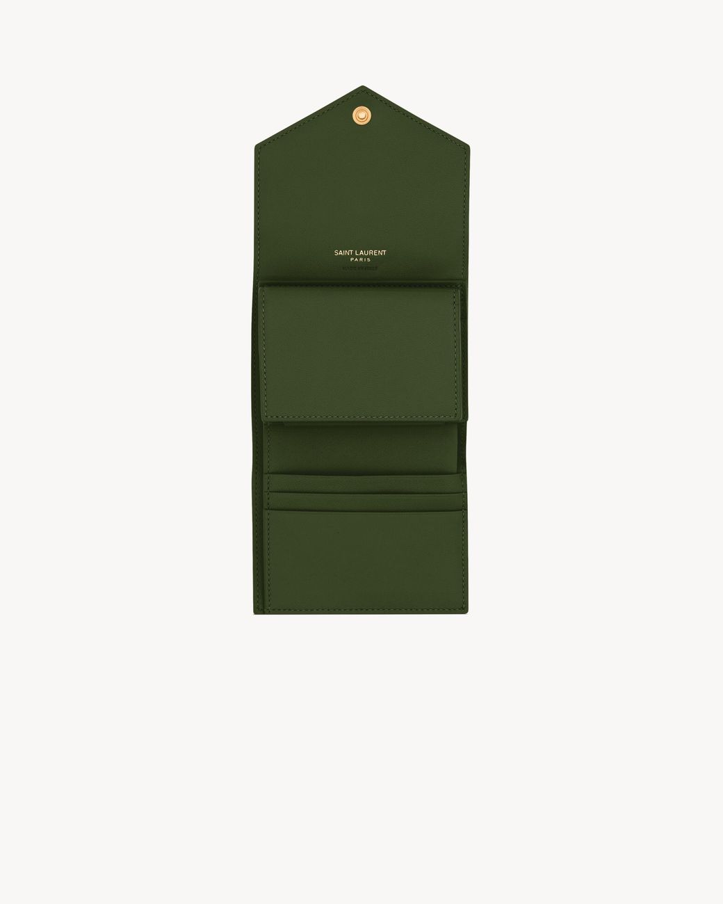 Saint Laurent Green Cassandre Multi-Fold Lambskin Wallet
