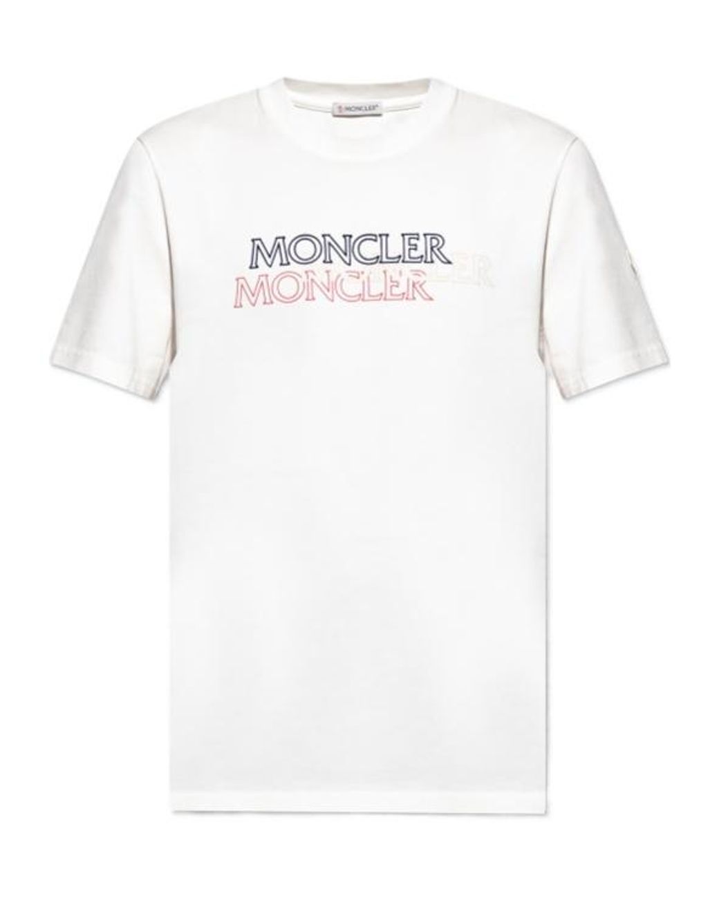 Moncler White Logo Printed Crewneck T-Shirt for men