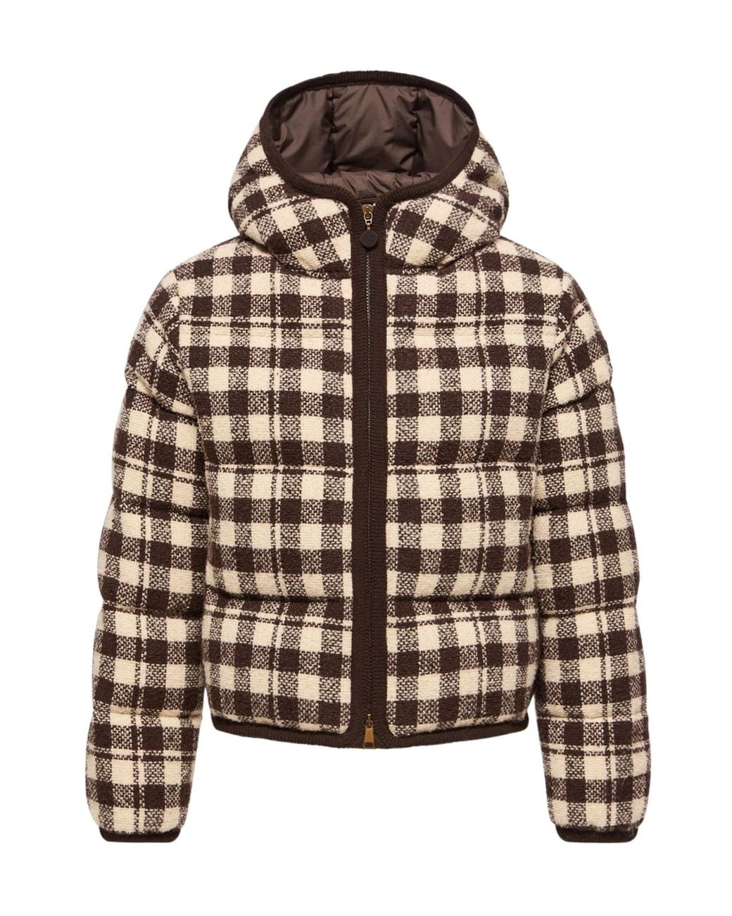 Moncler Brown Abstraction Hooded Short Down Jacket