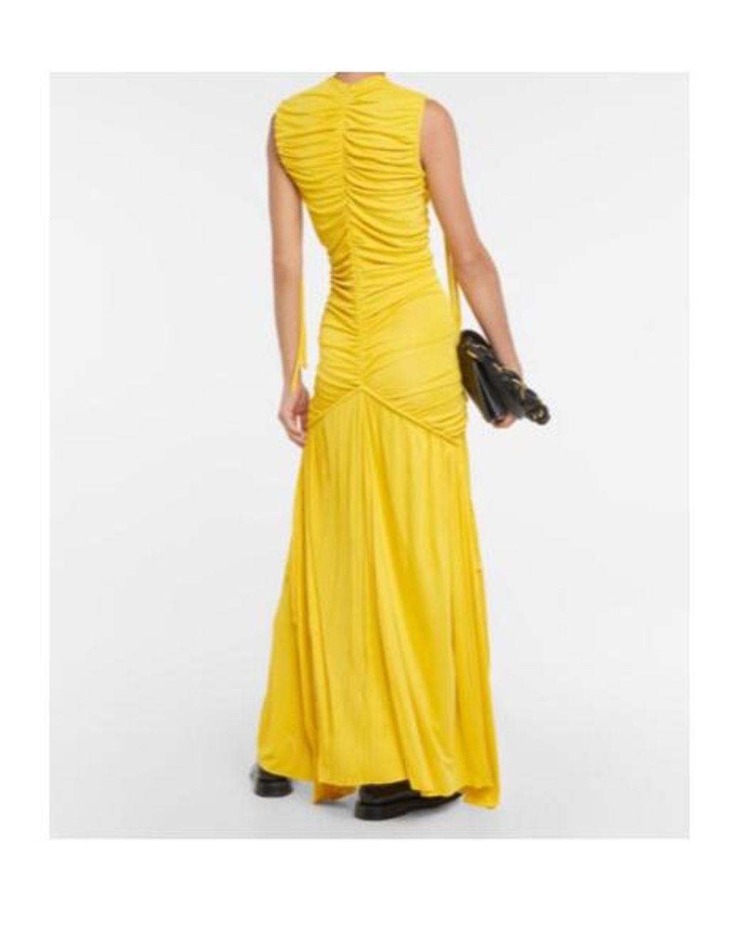 Proenza Schouler Yellow Ruched Jersey Maxi Dress