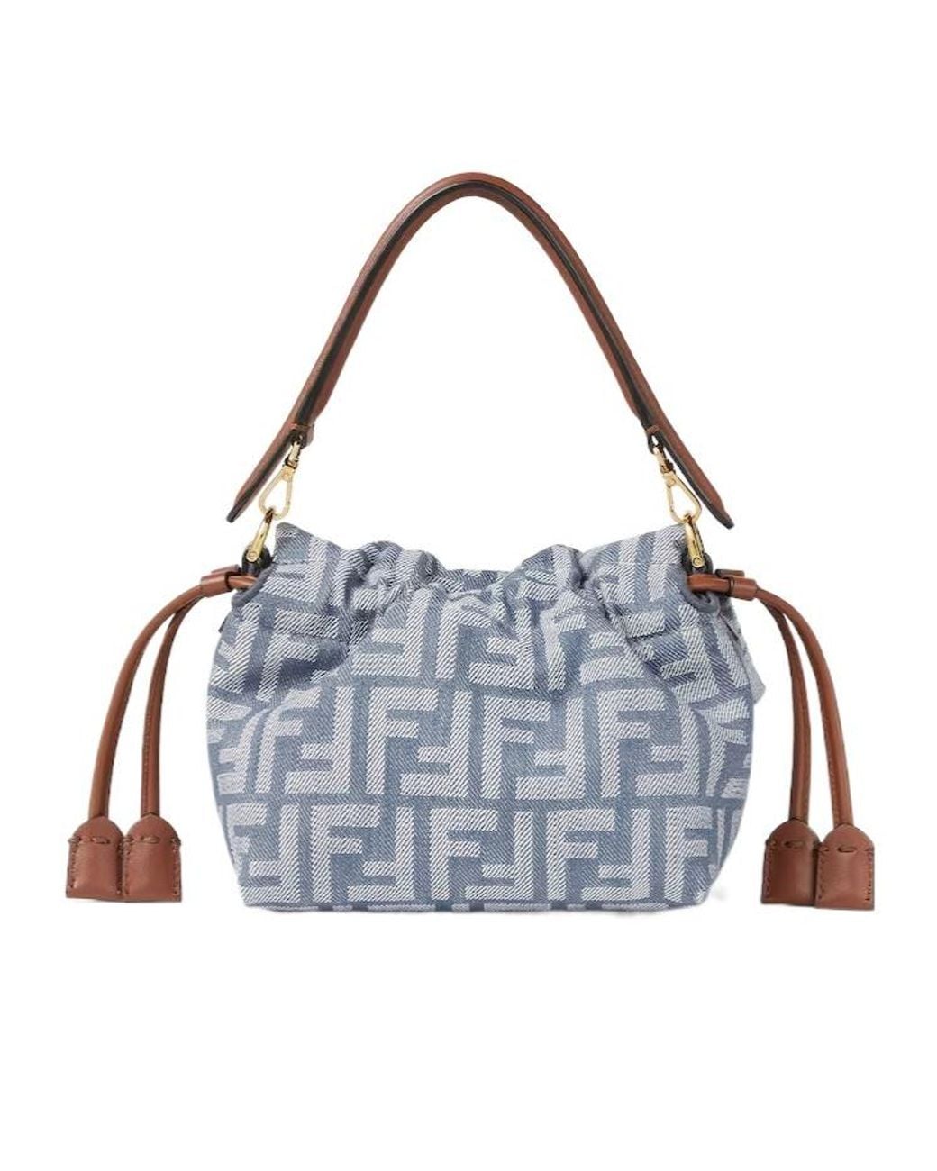 Fendi Gray Denim-Effect Ff Jacquard Bag