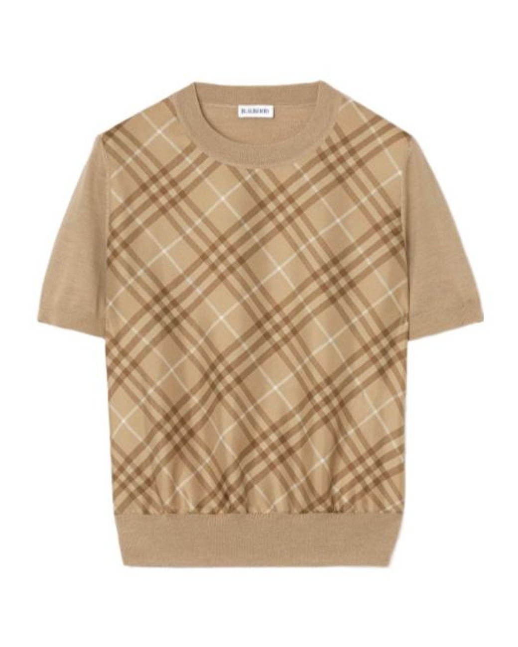 Burberry Natural Check Panel Crewneck T-Shirt
