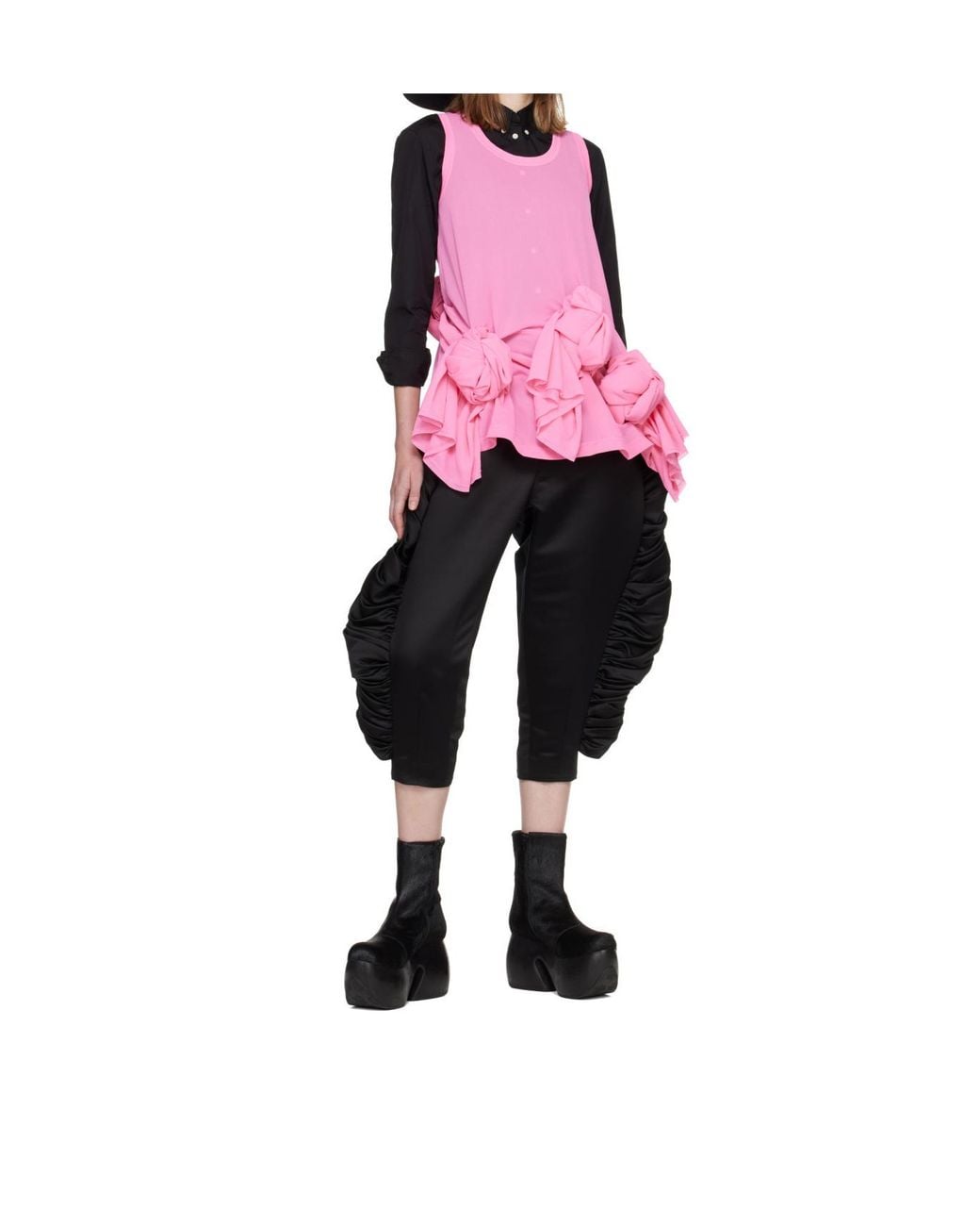 Comme des Garçons Pink Pleated Sleeveless Top