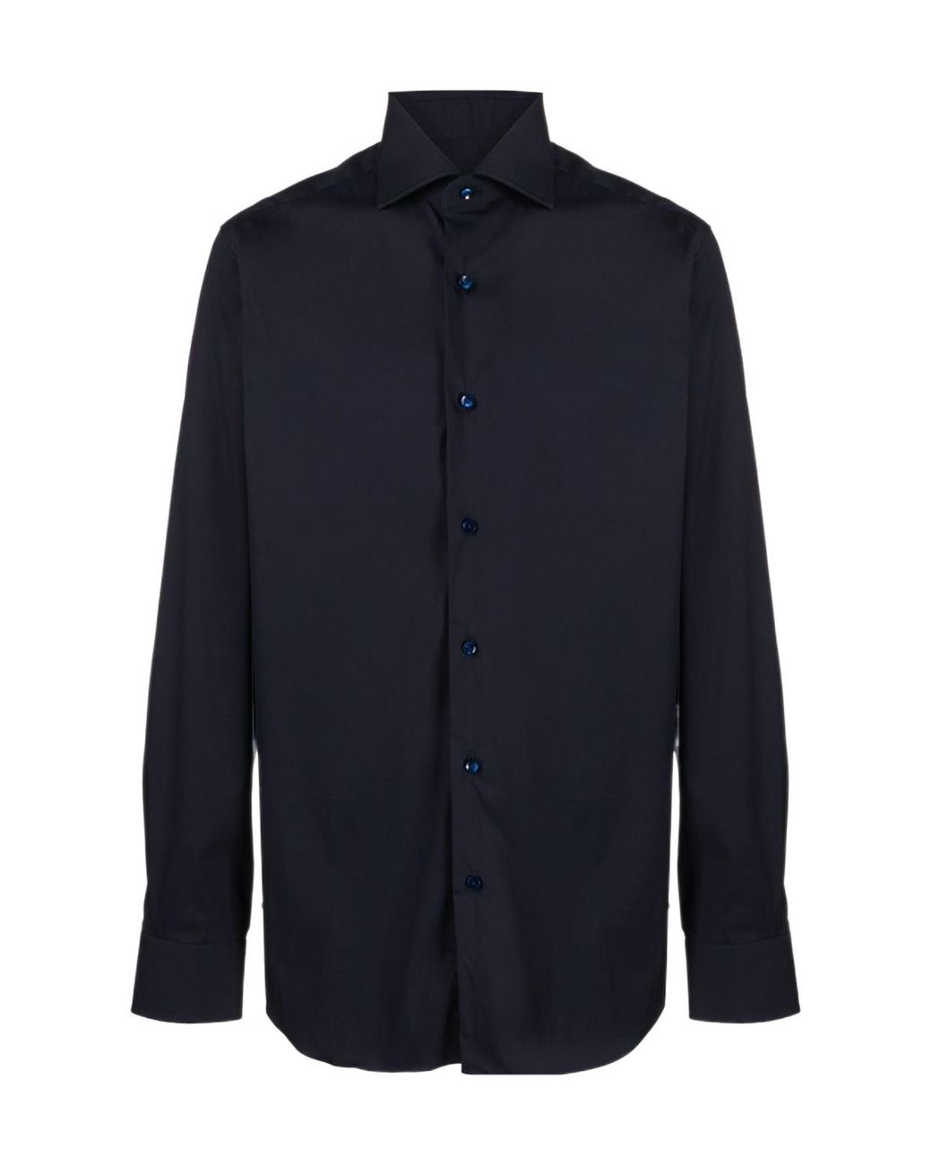Barba Napoli Blue Classic-Collar Poplin Shirt for men