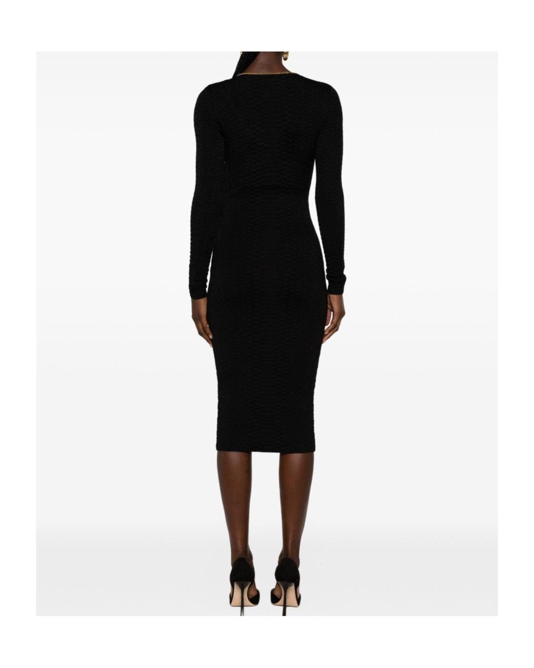 Elisabetta Franchi Black Snake-Print Knit Dress