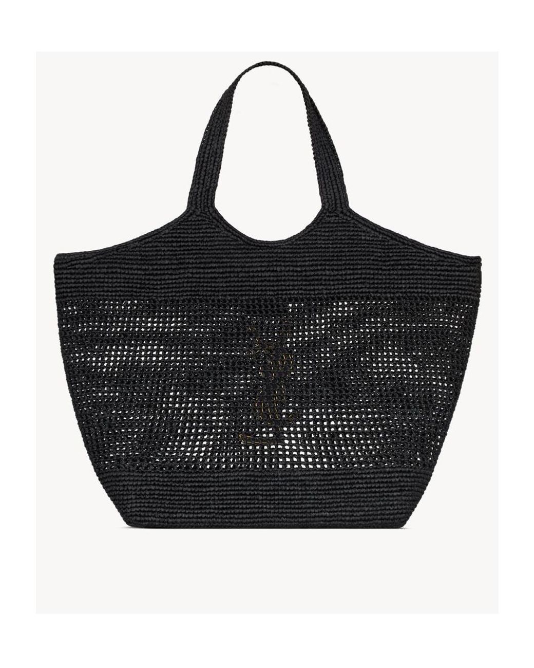 Saint Laurent Black Icare Logo Plaque Tote Bag