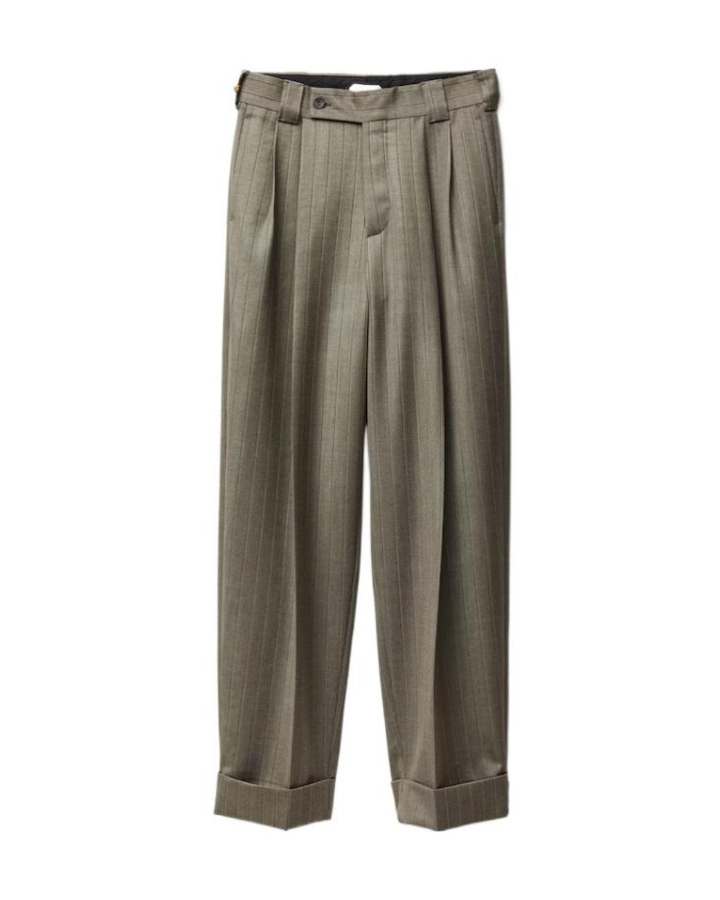 Versace Green Pinstripe Twill Oversized Pants for men