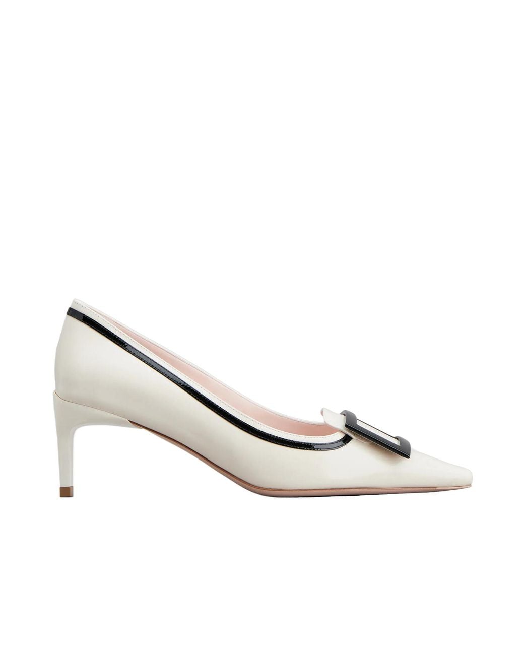 Roger Vivier White Viv Canard Leather Pumps