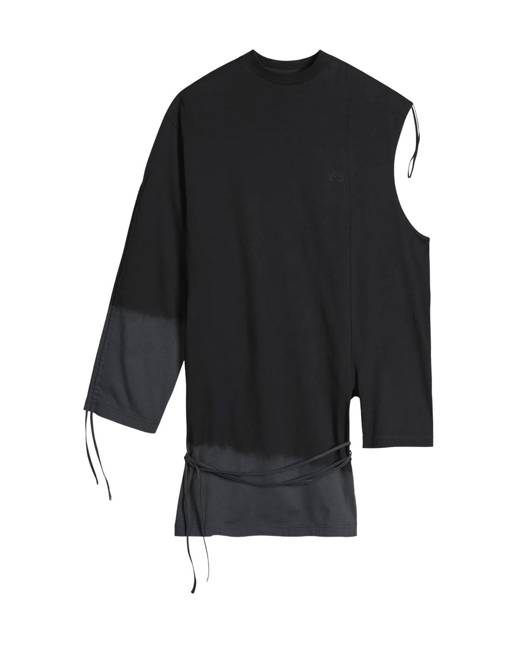 Y-3 Black Cut-Out Detailed Drape T-Shirt