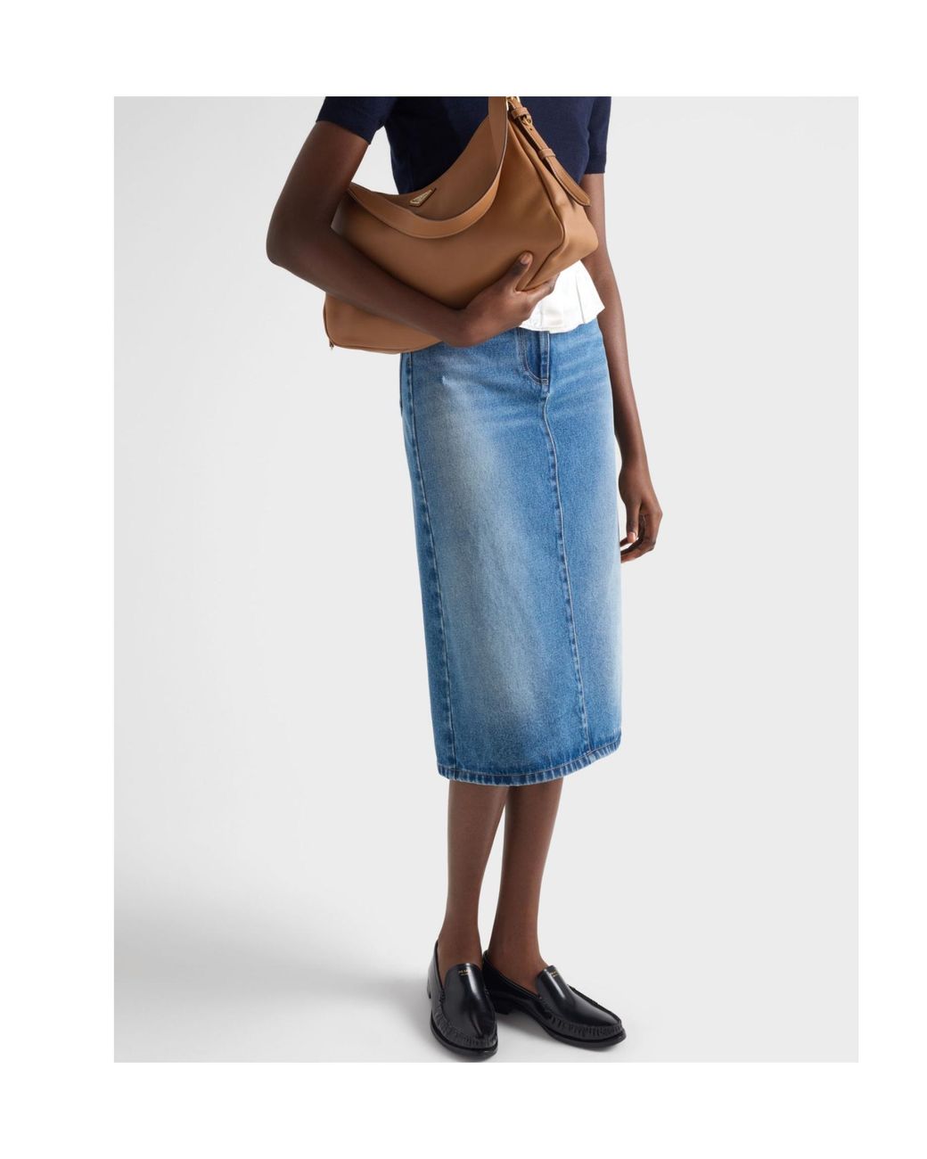 Prada Blue Logo-Patch Denim Skirt