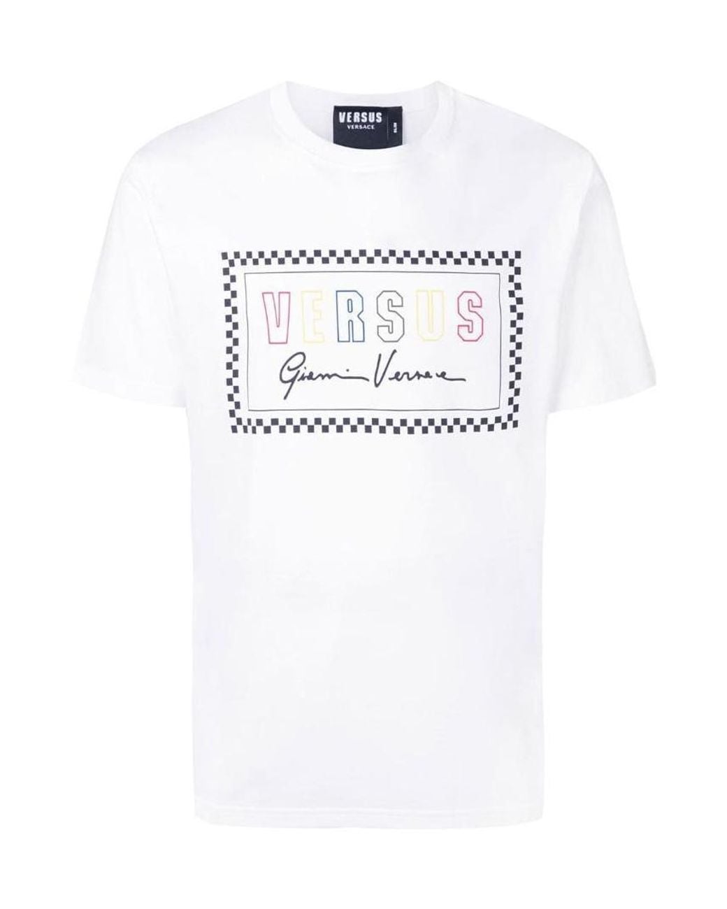 Versus White Logo Print T-Shirt for men
