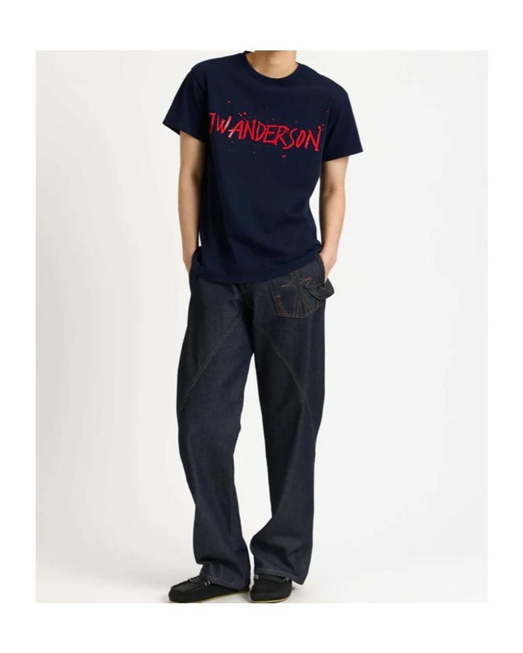 J.W. Anderson Blue Jw Anderson Logo Printed Crewneck T-Shirt for men