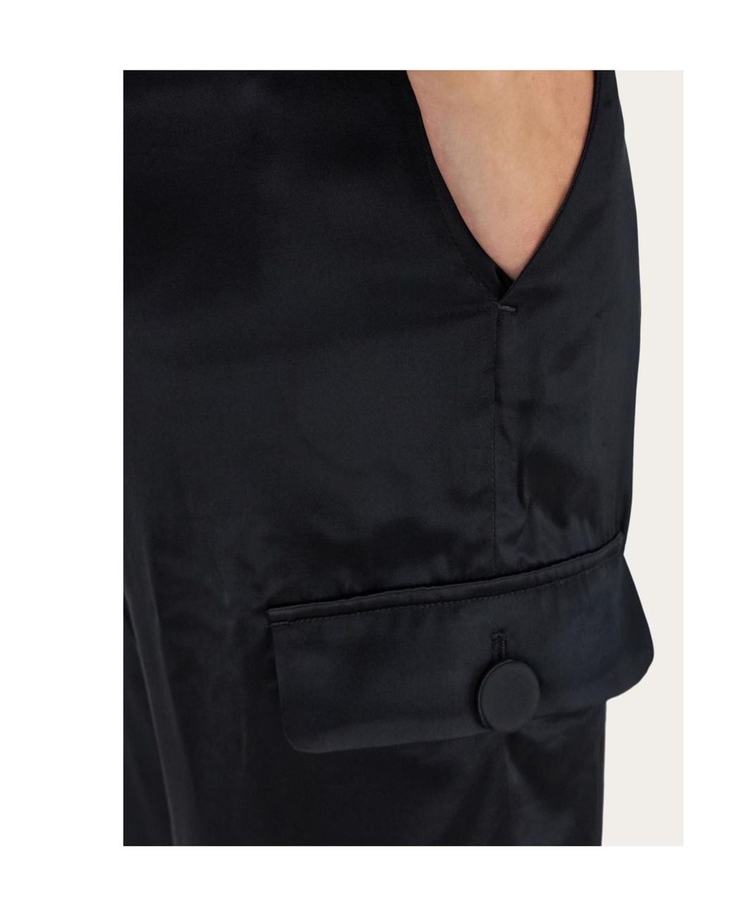 Ferragamo Black Ferragamo Belted Waist Satin Cargo Trousers