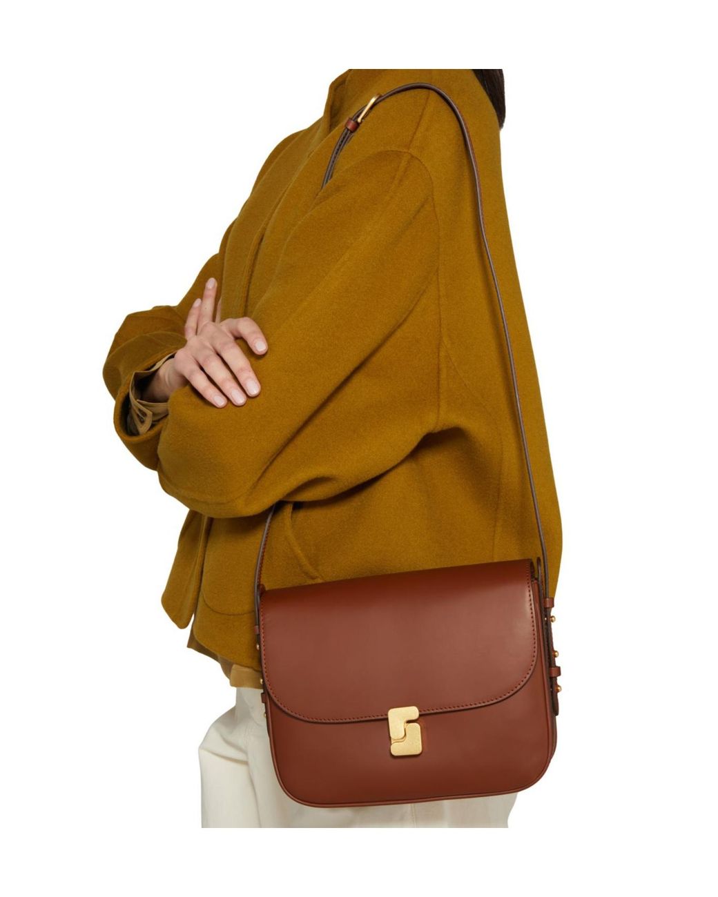 Soeur Brown Flip Shoulder Bag