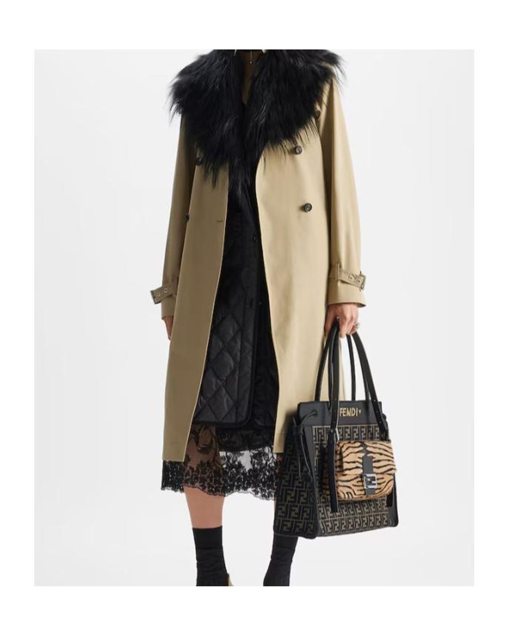 Fendi Natural Cotton Trench Coat
