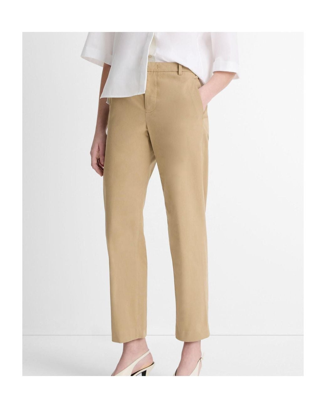 Vince White Mid-Rise Chino Pants
