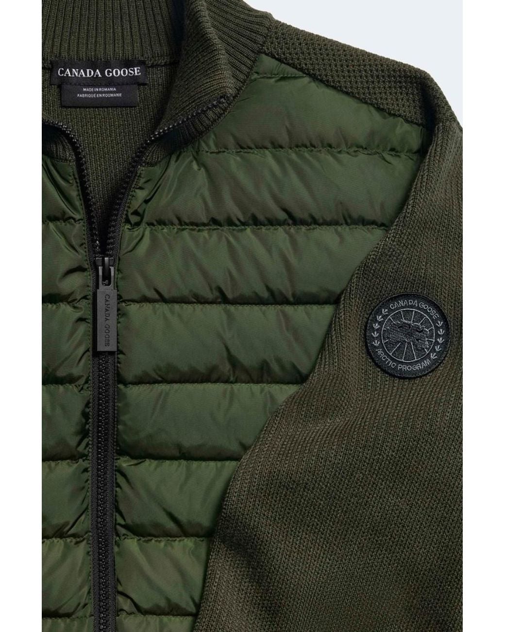 Canada Goose Green Hybridge Quilted Front Cardigan for men