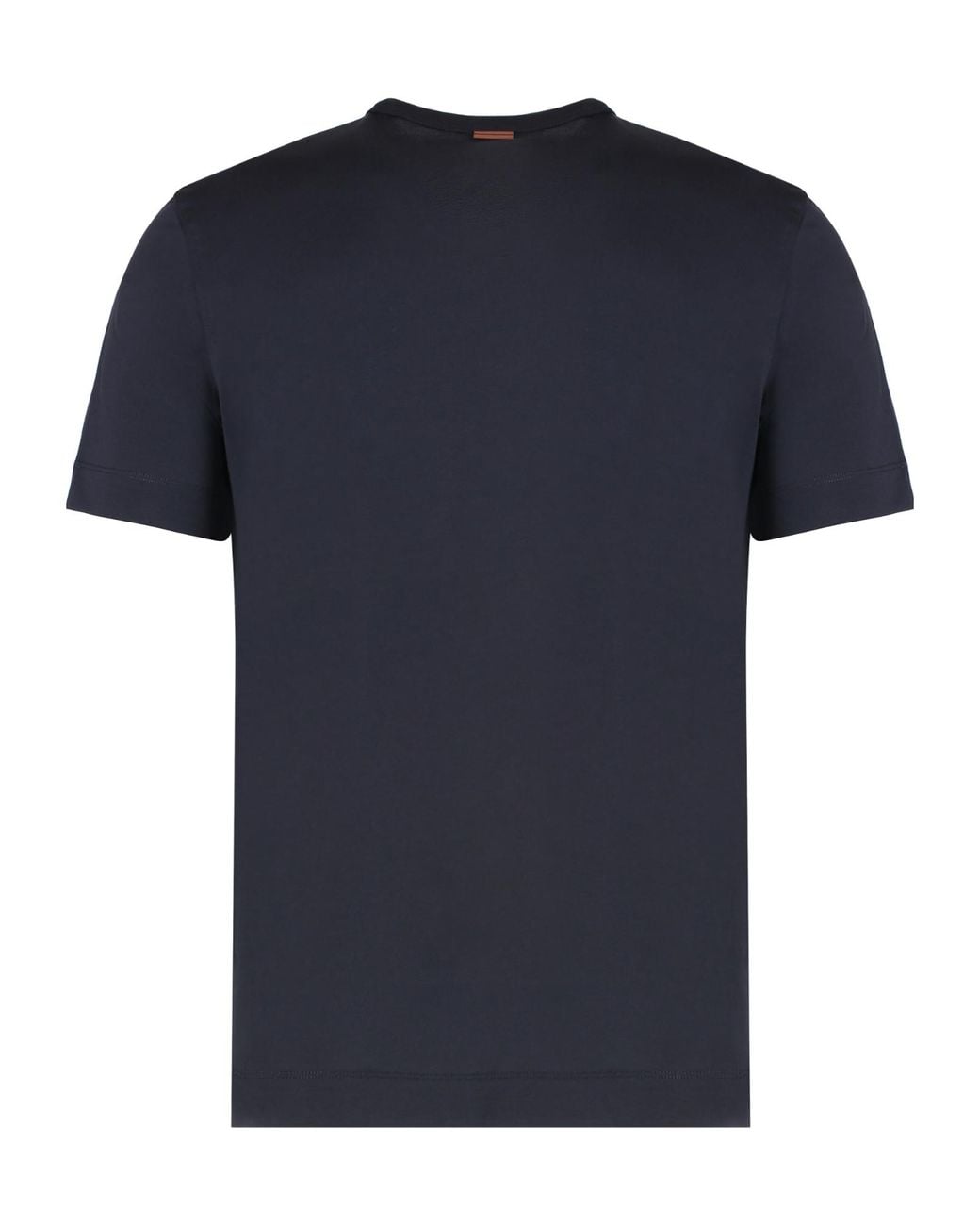 Zegna Black Logo Embroidered Crewneck T-Shirt for men
