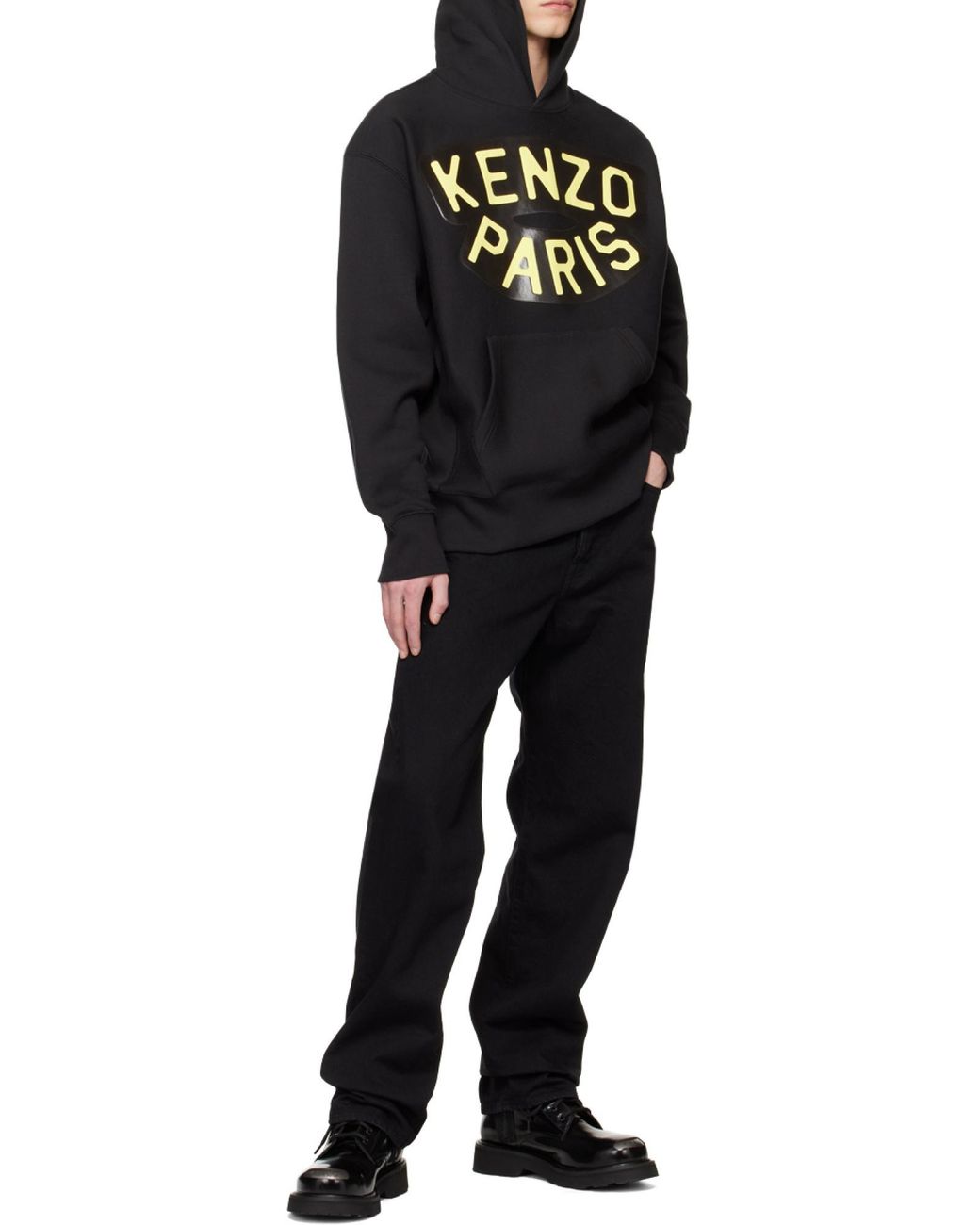 KENZO Black Logo Printed Hoodie for men