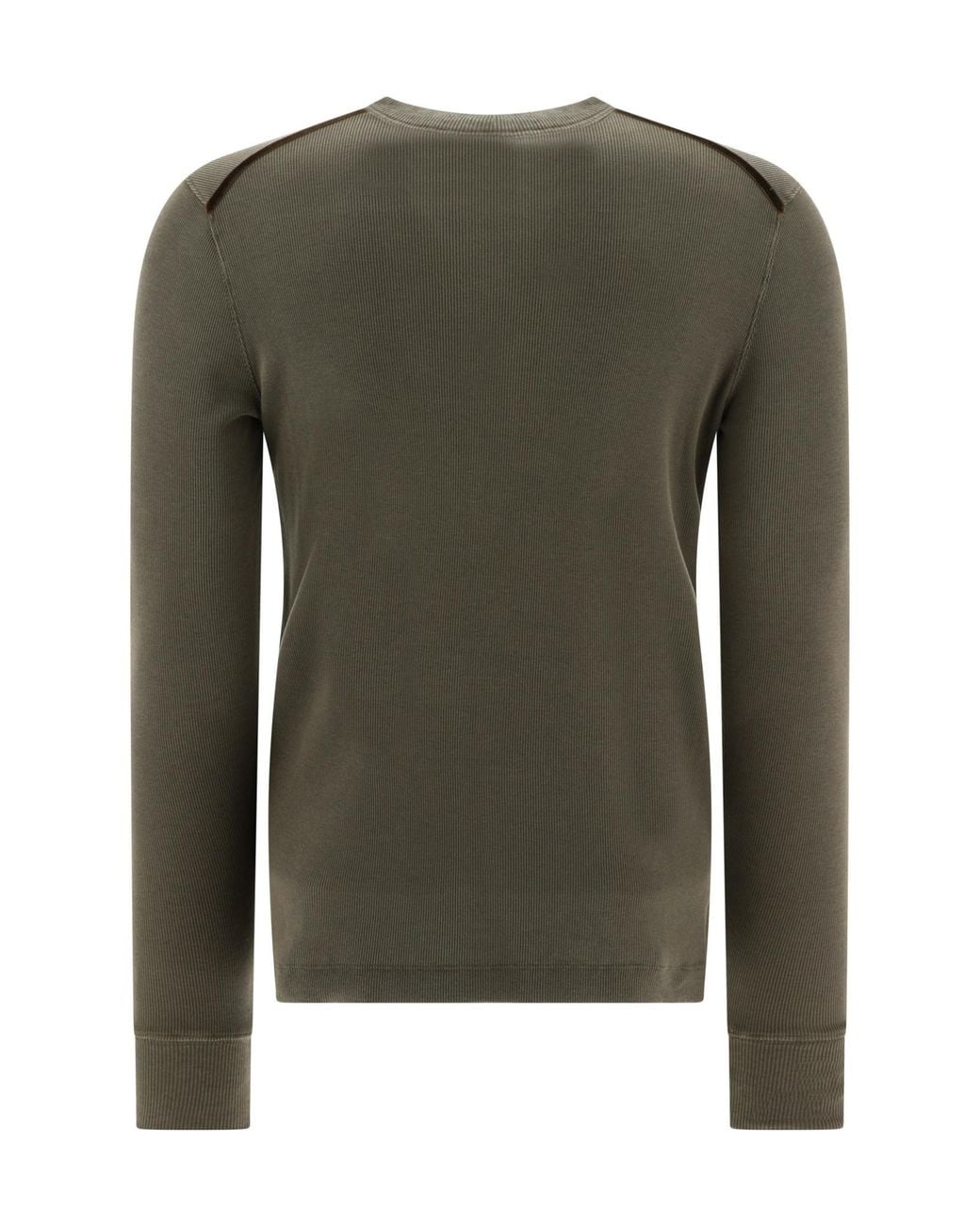 Tom Ford Green Fine-Ribbed Long-Sleeve Polo Shirt for men
