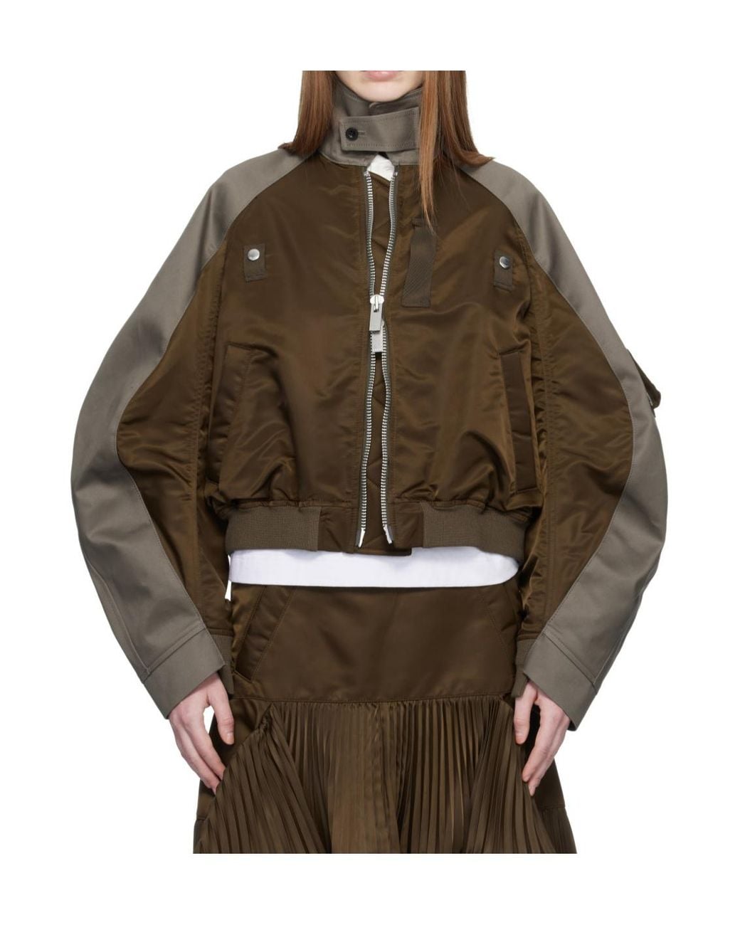 Sacai Black Twill Collared Zip-Up Blouson