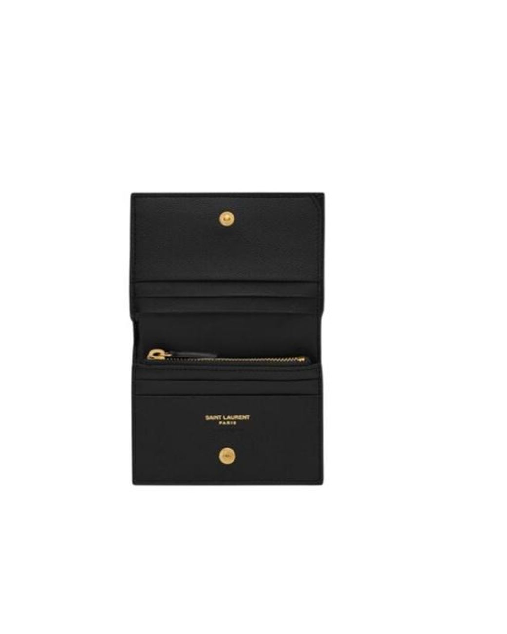 Saint Laurent Black Cassandre Matelassé Logo Plaque Cardholder