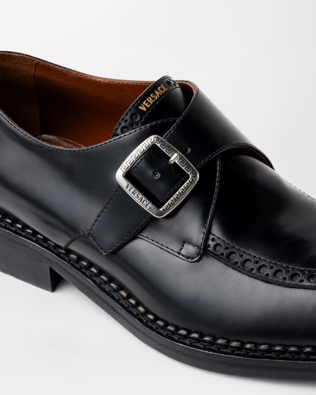 Versace Black Buckled Monk Shoes for men