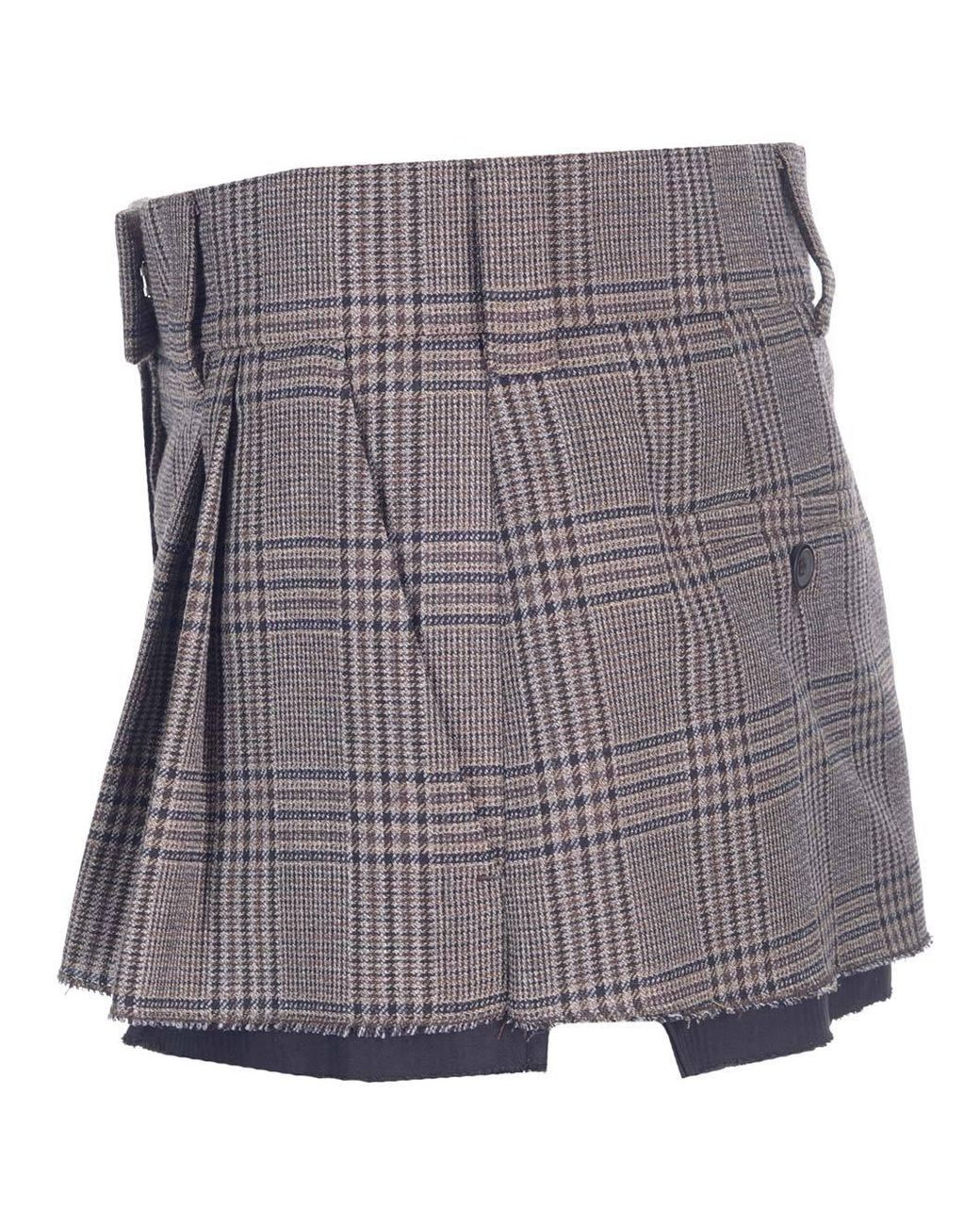 Miu Miu Brown Prince Of Wales Skirt