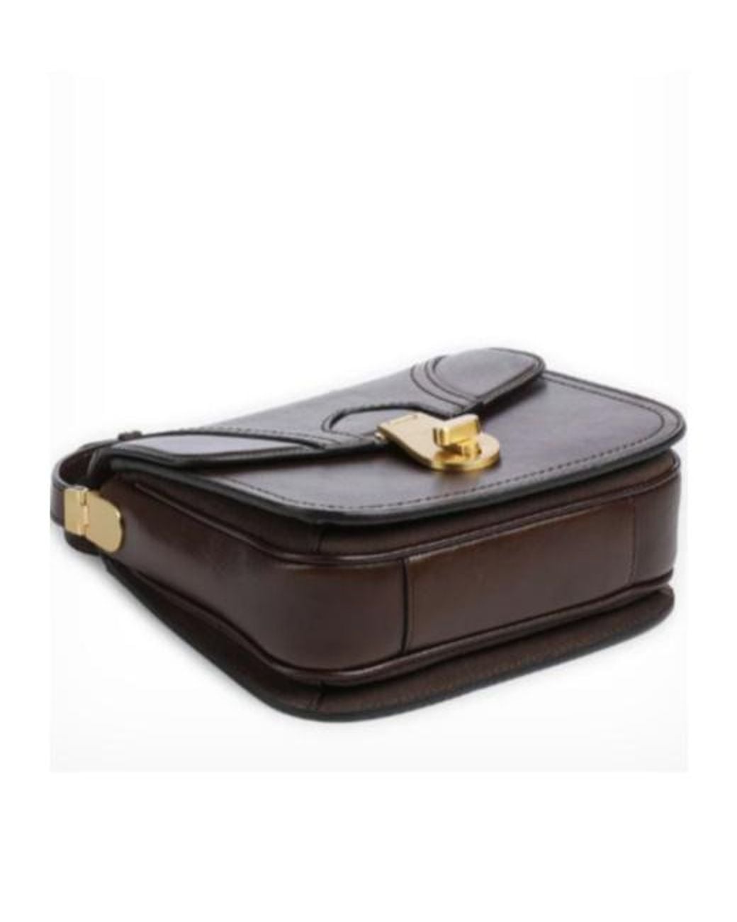 The Bridge Black Leather Twist-Lock Shoulder Bag