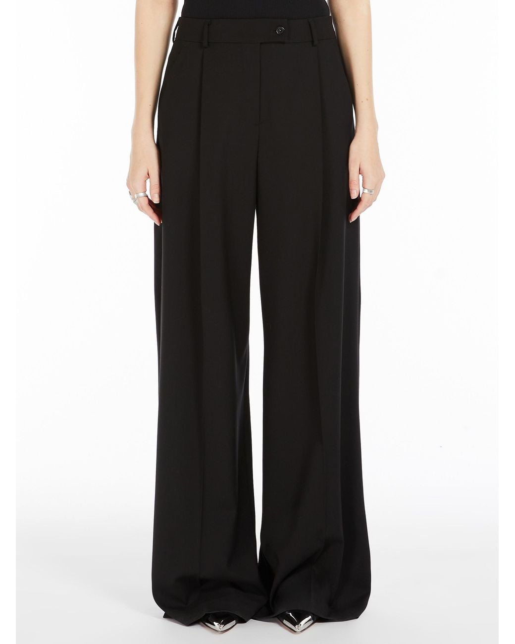 Sportmax Black Vela Wide Leg Pants