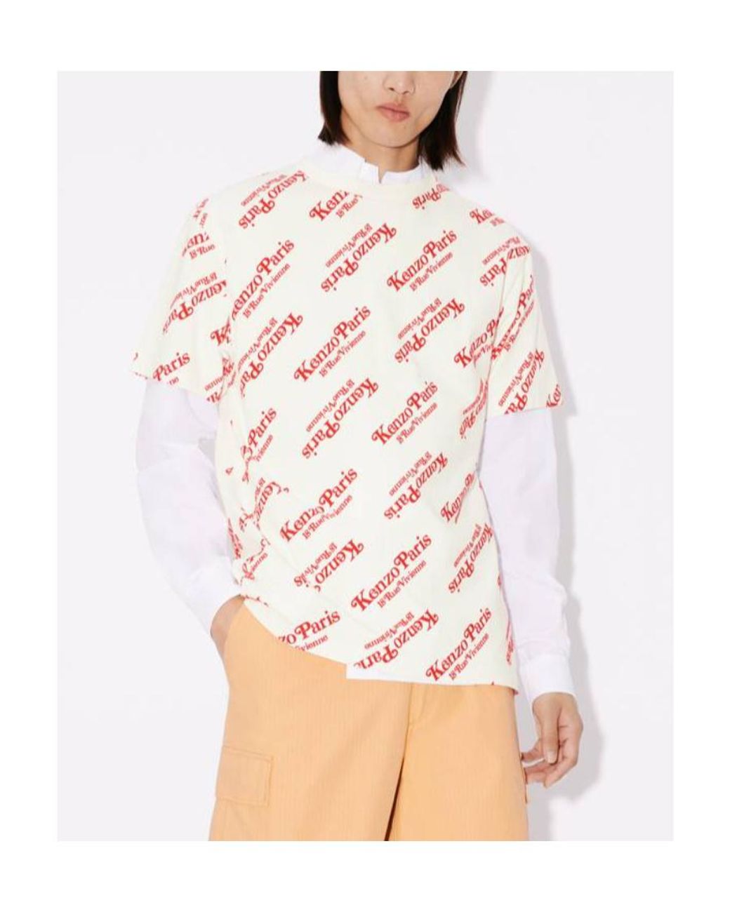 KENZO White All-Over Logo Printed Oversize T-Shirt for men