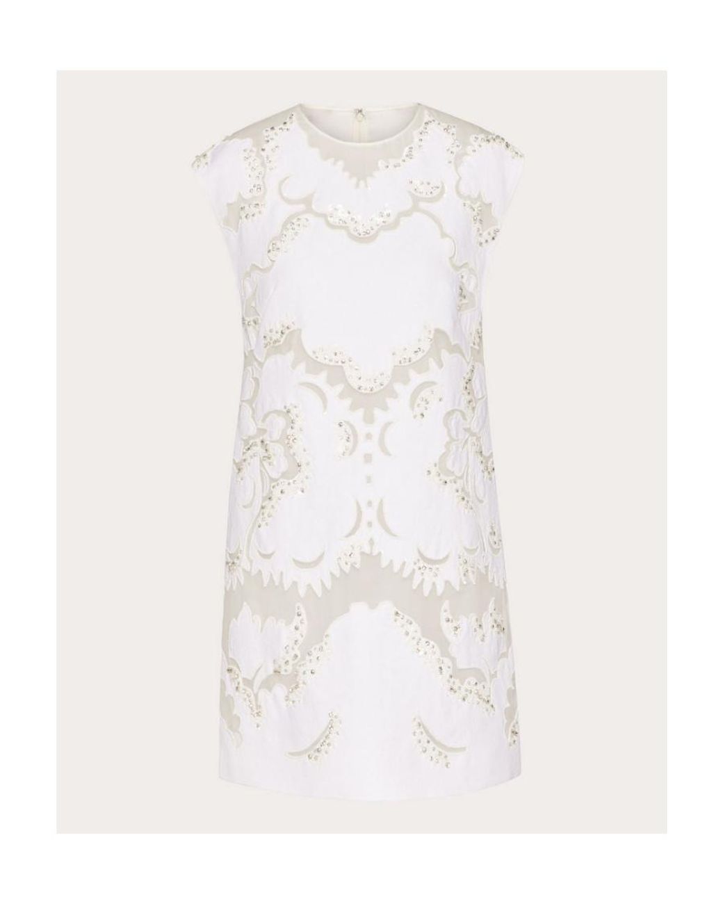 Valentino White Embroidery Transparent Sleeveless Dress