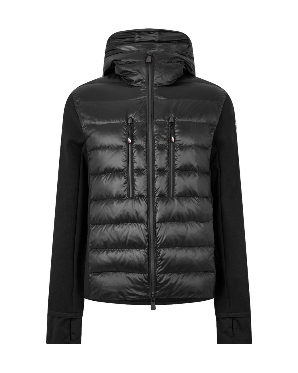 Moncler Black Patchwork Hooded Down Jacket for men