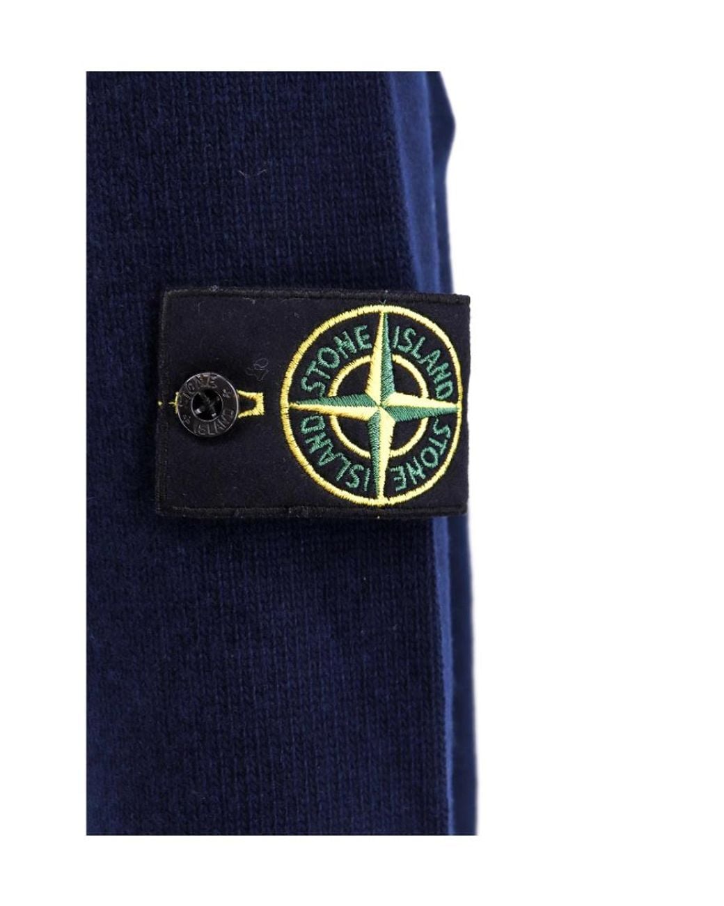 Stone Island Blue V-Neck Long-Sleeved Knitted Cardigan for men