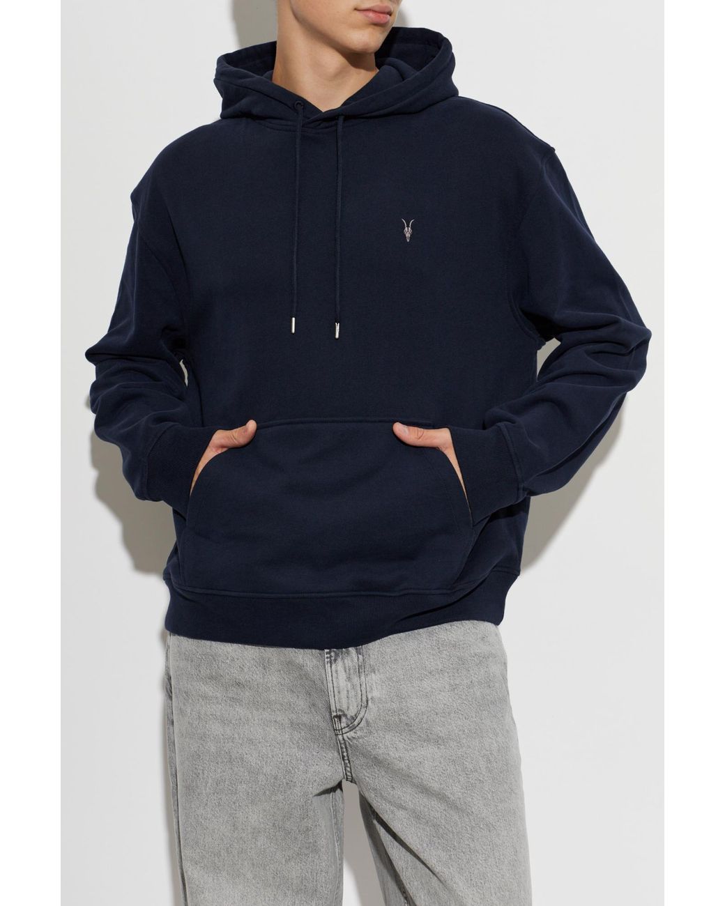 AllSaints Blue Asher Logo Hoodie for men