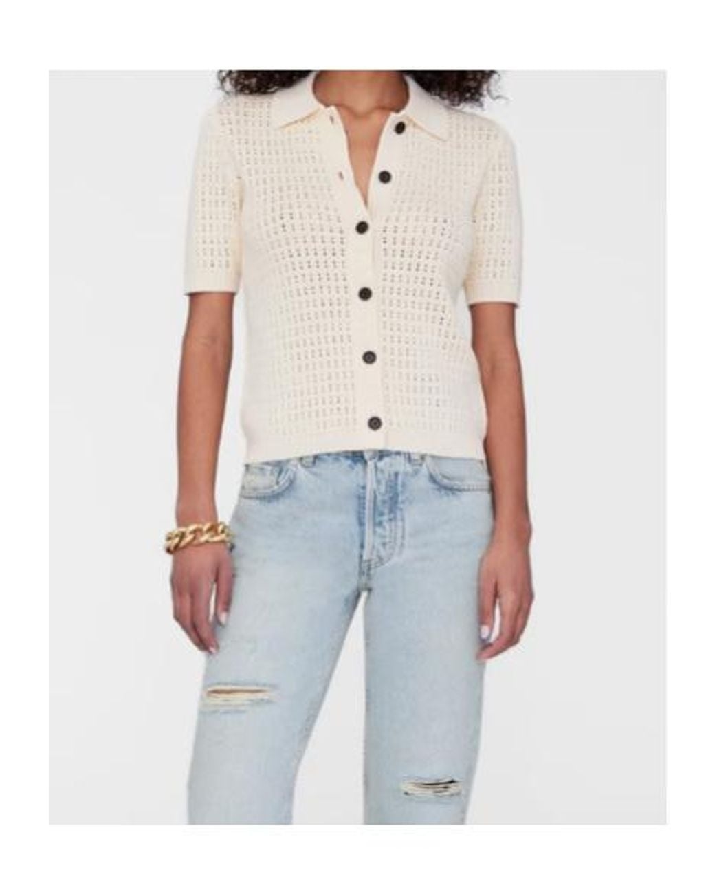 Anine Bing Natural Short Sleeve Shirt