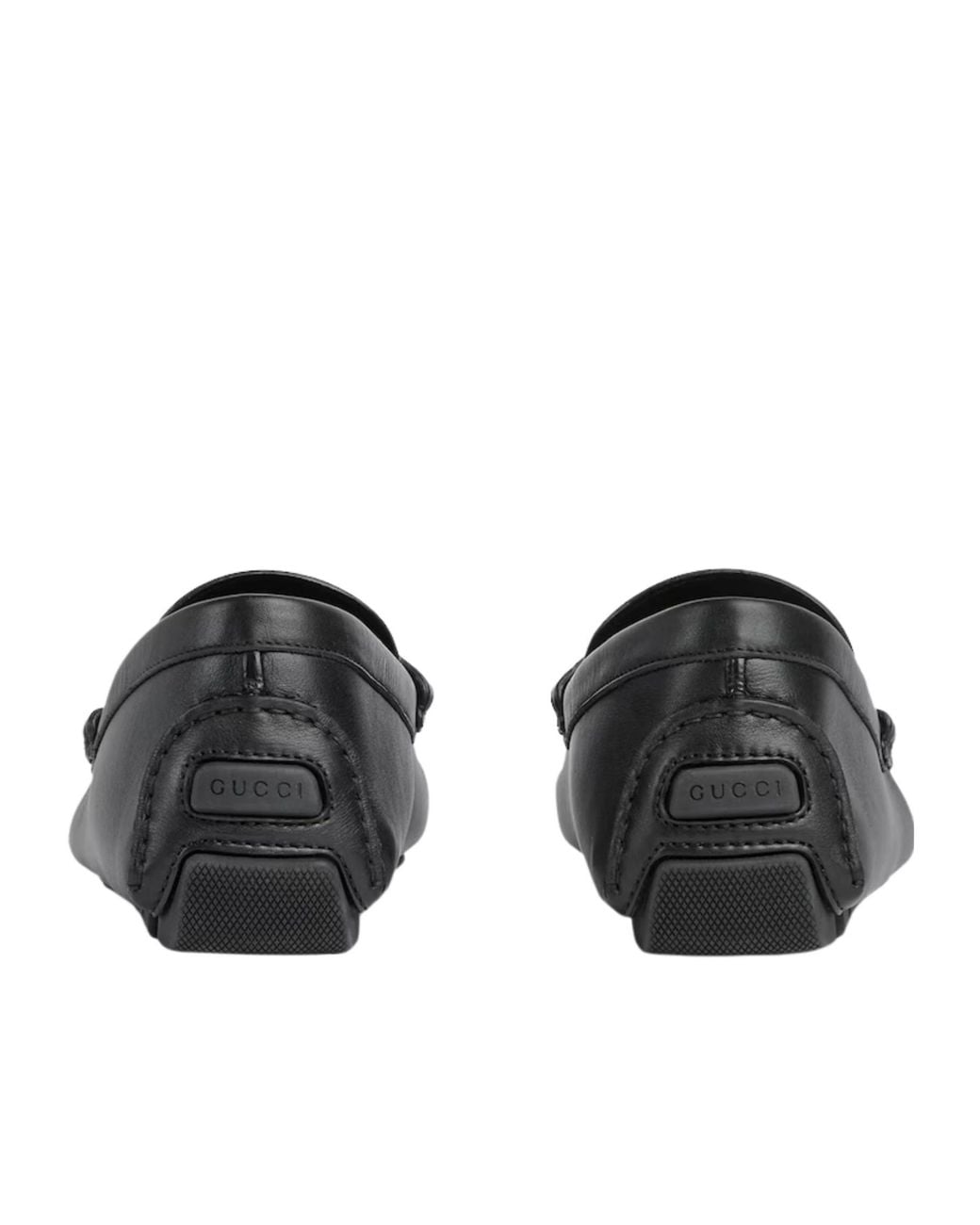 Gucci Black Web Detailed Slip-On Drivers for men