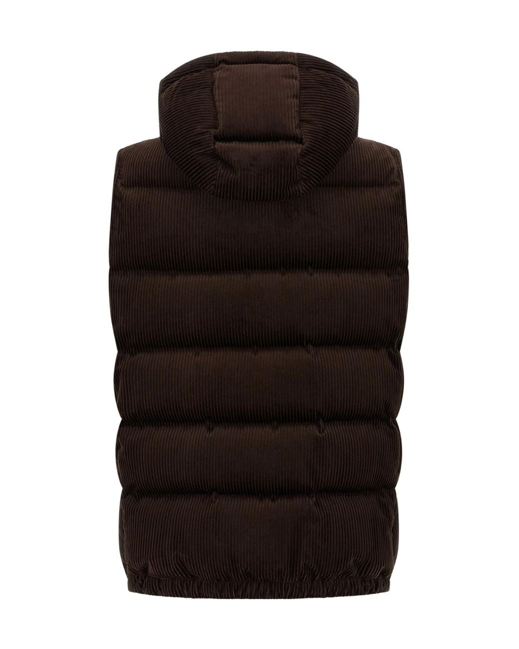 Brunello Cucinelli Black Cotton Corduroy Down Ski Vest for men