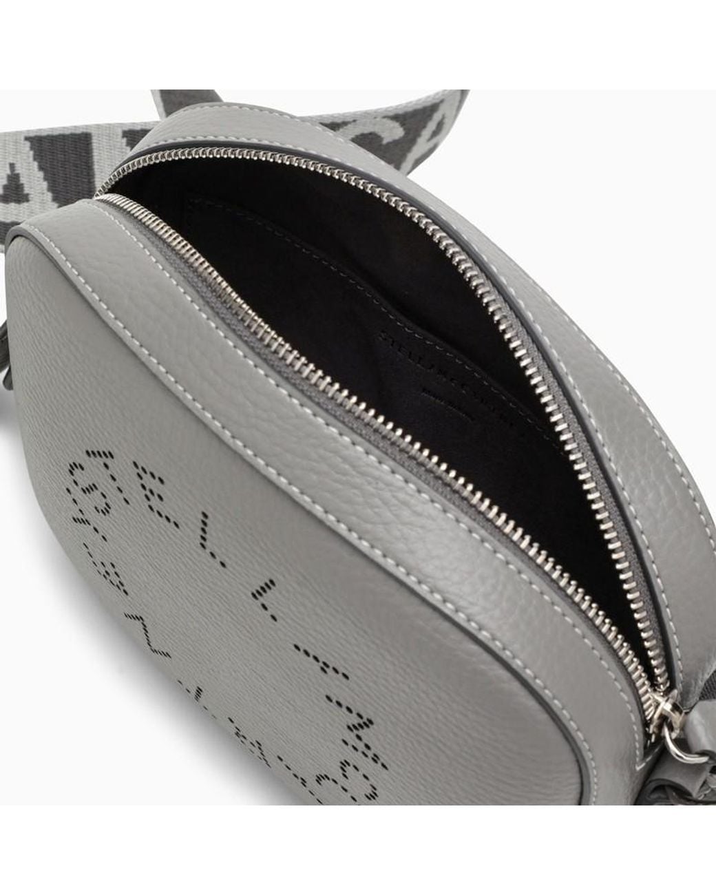Stella McCartney Gray Logo Perforated Strapped Crossbody Bag