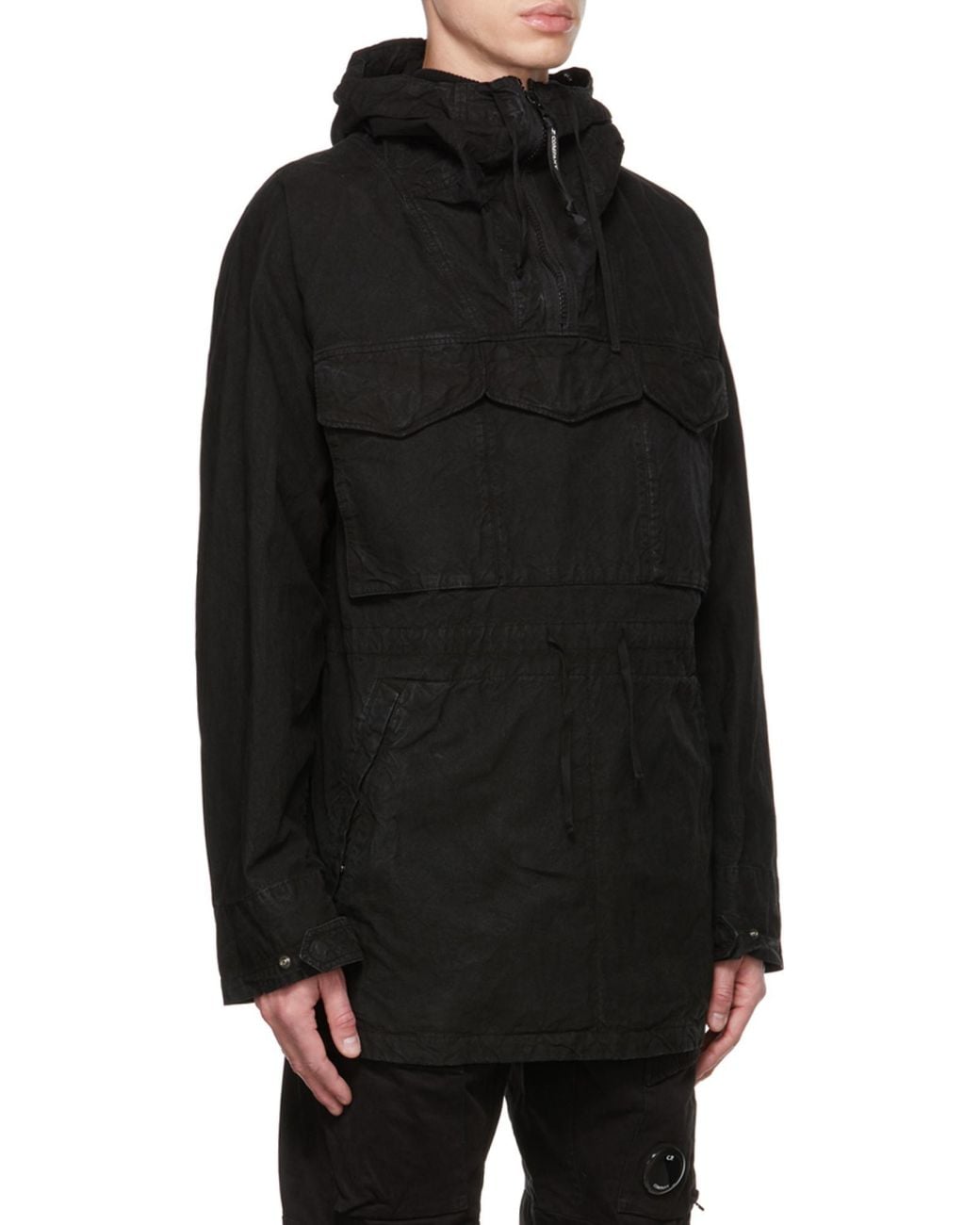 C P Company Black Goggles-Detail Zip-Up Jacket for men
