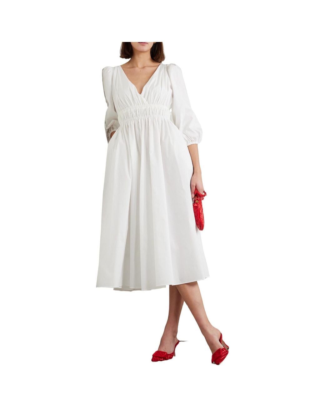 Altuzarra White Pleated Midi Dress