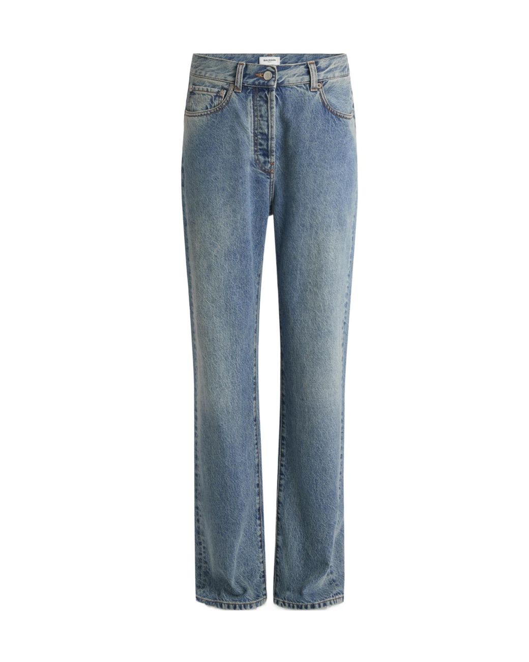 Balmain Blue High-Rise Straight-Leg Jeans