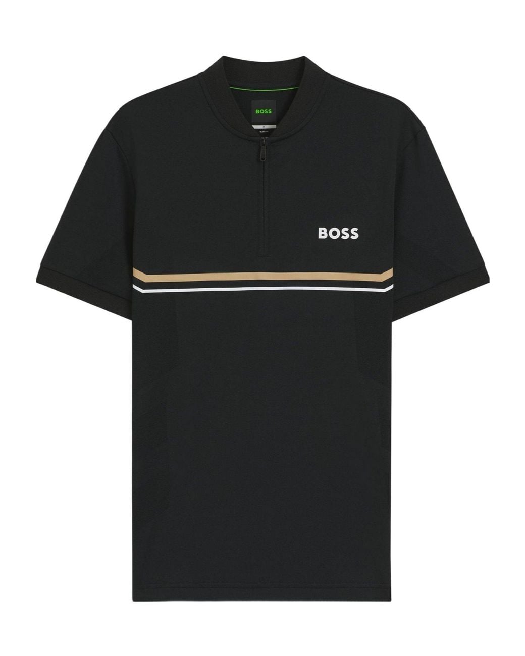 Boss Black Halfzip Standcollar Shortsleeve Polo for men