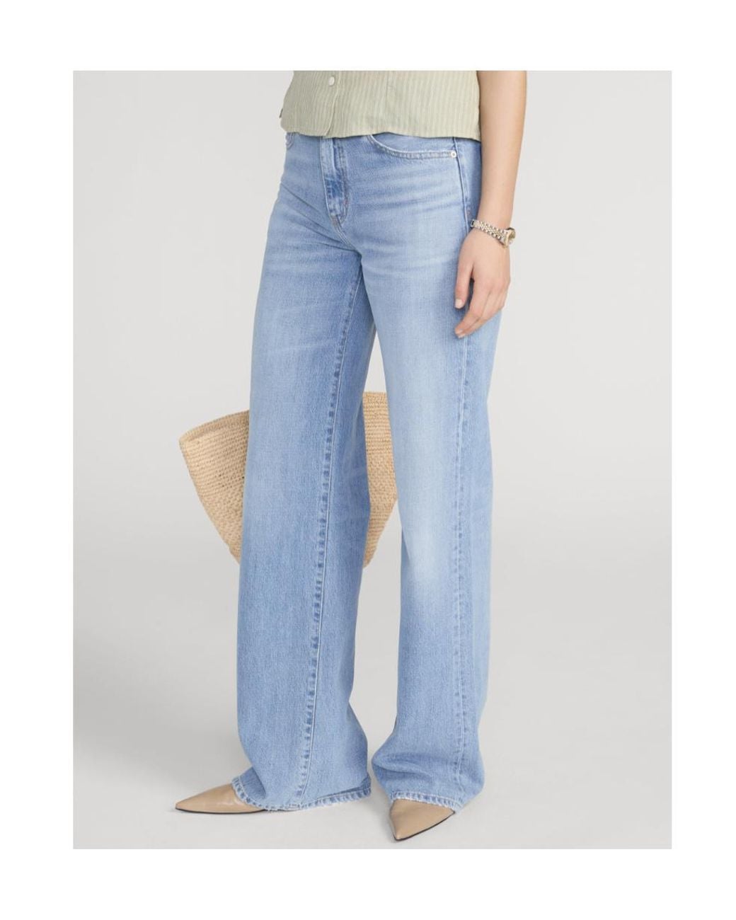 FRAME Blue The Stroll High-Rise Wide-Leg Jeans