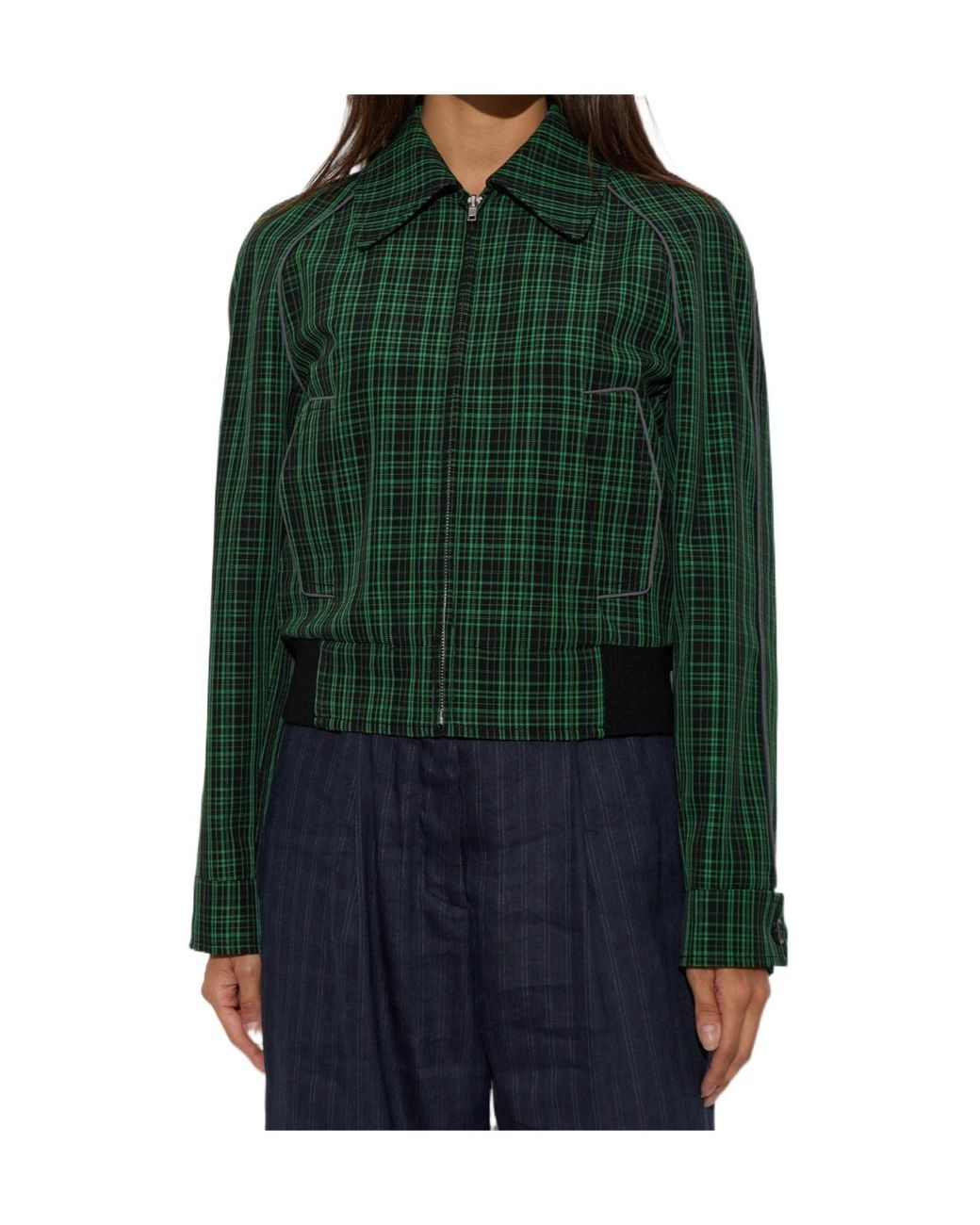Marni Green Checked Zip-Up Jacket