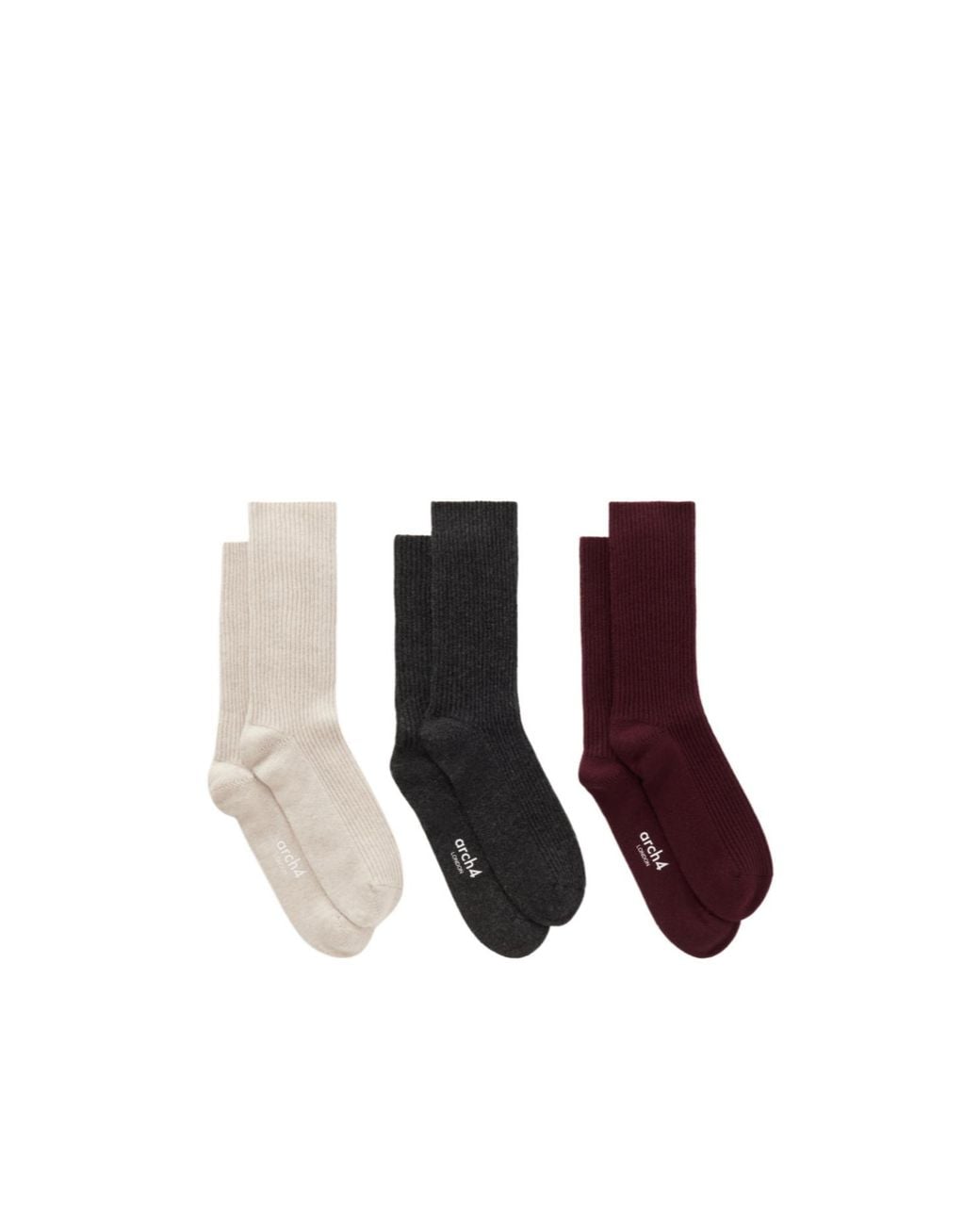 arch4 White Set Of Three Ribbed Cashmere Socks